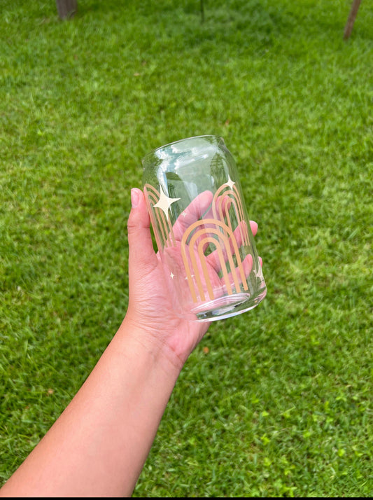 Boho Chic Rainbow/ Arch Glass Cup