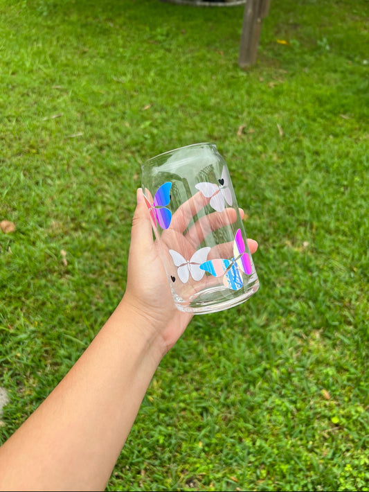 Butterfly Iridescent Glass Cup