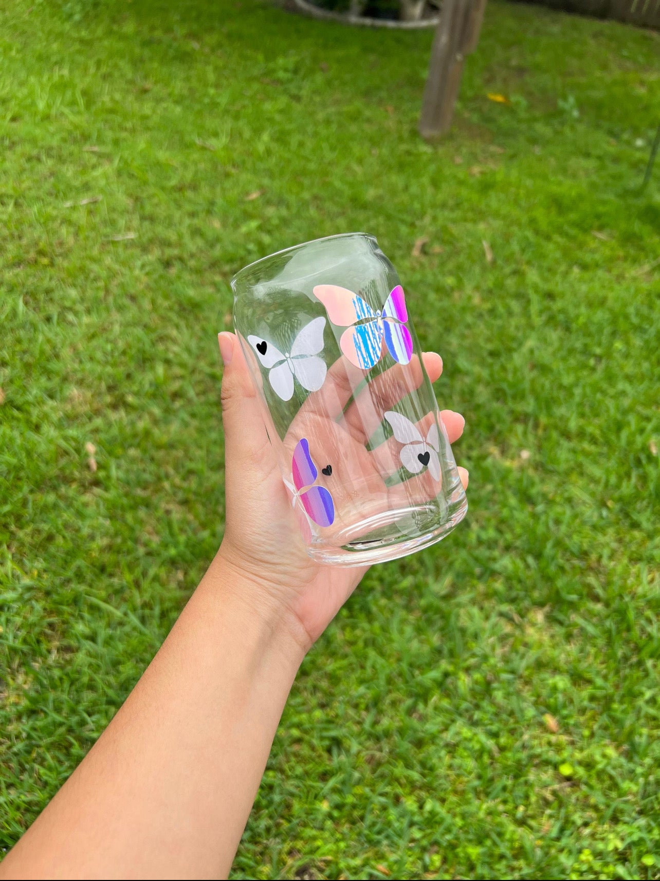 Butterfly Iridescent Glass Cup